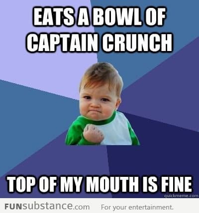 Success Kid eating Captain Crunch