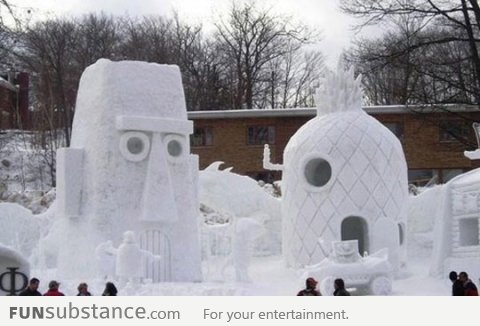 Bikini Bottom snow sculpture