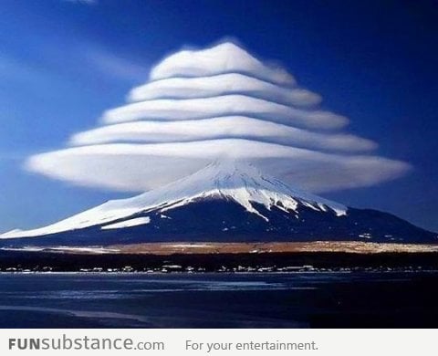 Clouds  formation over Mt Fuji in Japan