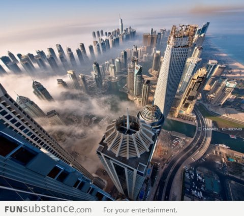 Morning fog in Dubai