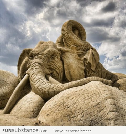 Amazing Elephant Sand Sculpture