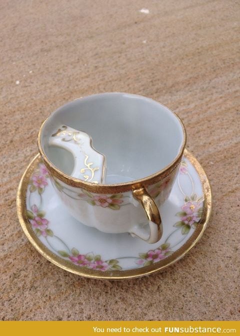 Antique tea cup for men that keeps your moustache clean and dry