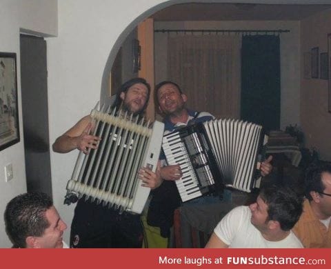 Just a drunk guy playing radiator