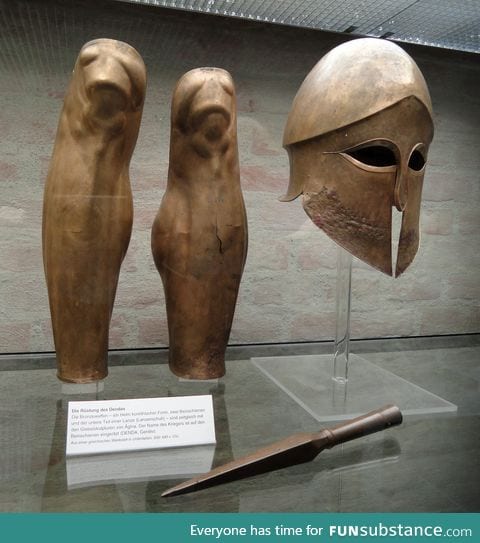 Corinthian helmet and greave. 2500 years old