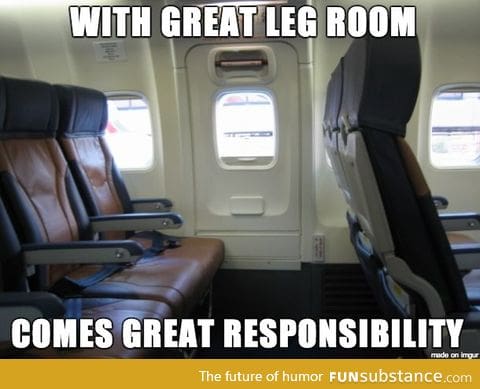 This is so fake. No plane has that much legroom at the emergency exits