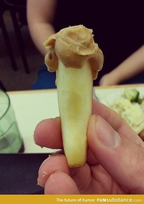 Dipped an apple into peanut butter and it turned into Harry Styles