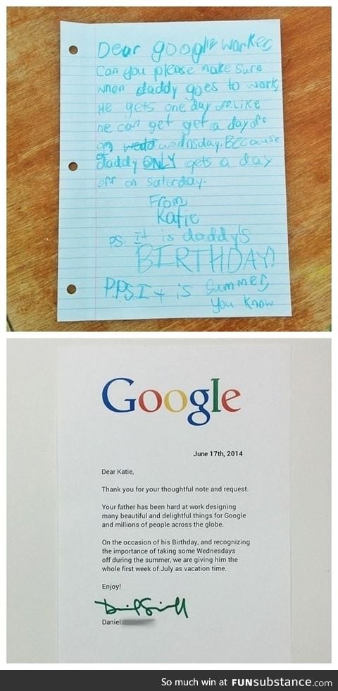 Daughter's letter to google