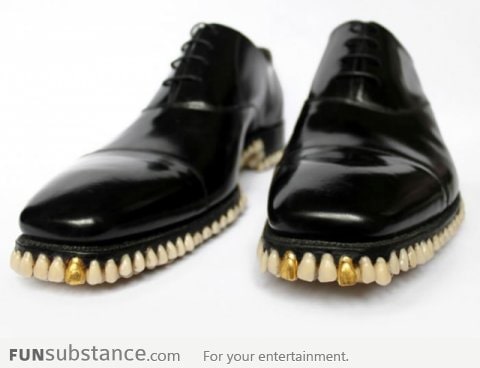 Shoes soles made of teeth!