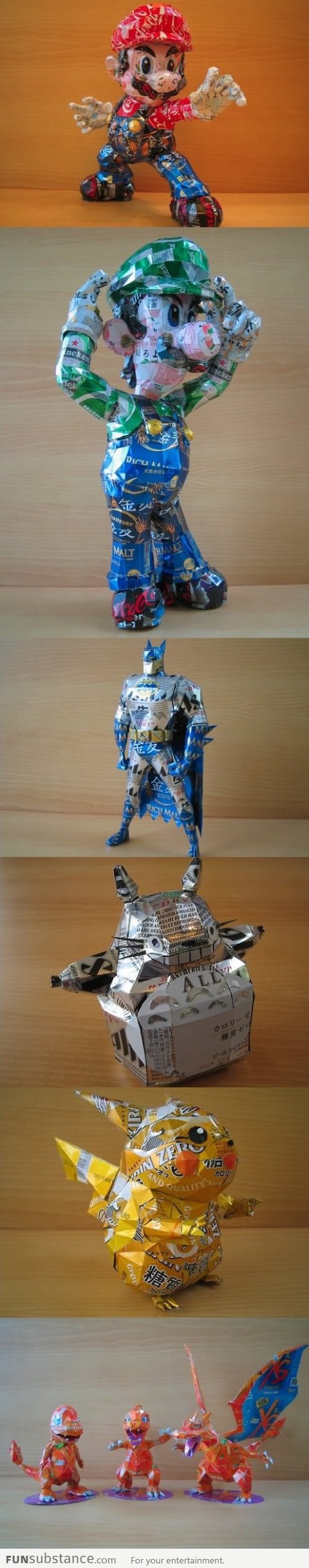 Awesome characters made out of aluminum cans