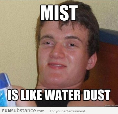 Mist is like water dust