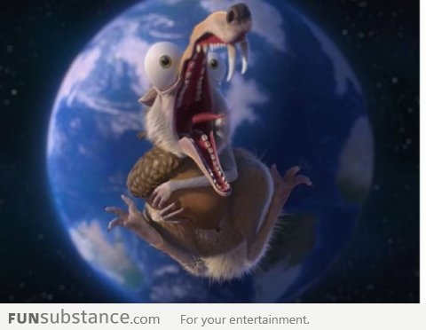 Hipster Scrat jumping from stratosphere before it was cool