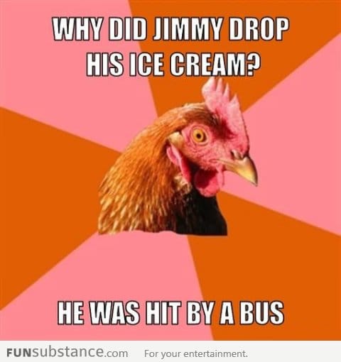 Anti-joke chicken strikes again