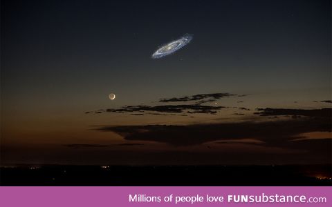 Size of the Andromeda galaxy in the sky if it were not so dim