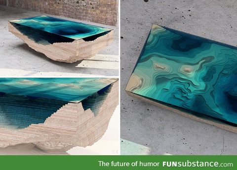 Table made of multilayered glass