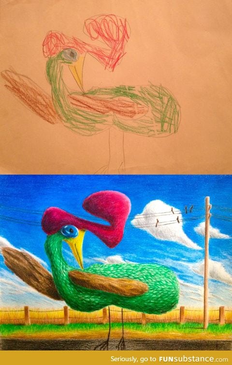 I redrew my childhood drawing