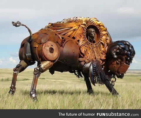 Scrap metal bison