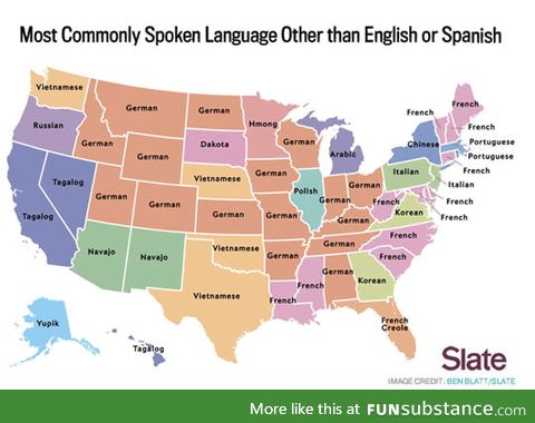 Most Common Language By State Besides English or Spanish