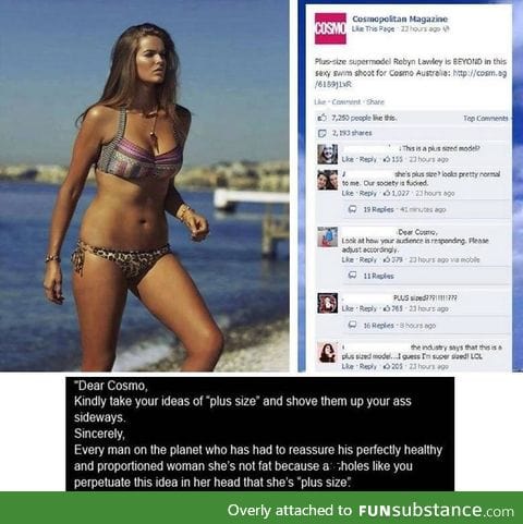 Plus sized? Seriously? She looks HEALTHY. Society is f*cked.