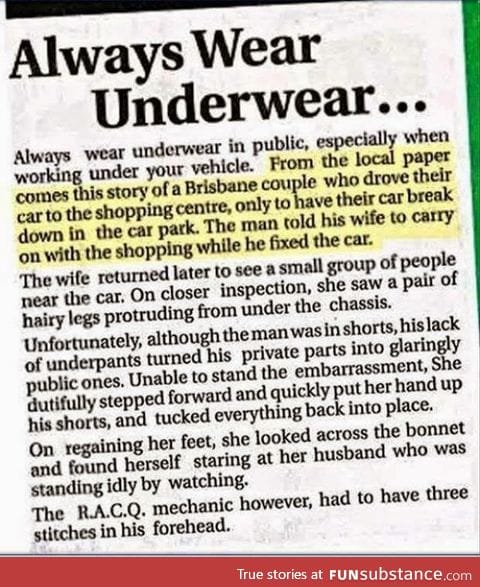 Why you always need to wear underwear!