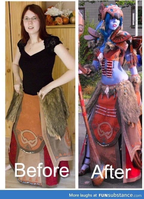 Wow cosplay before and after