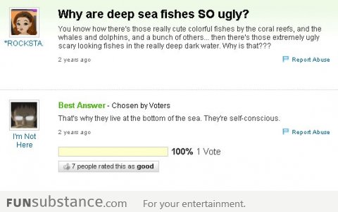 Explanation for ugly deep sea fishes