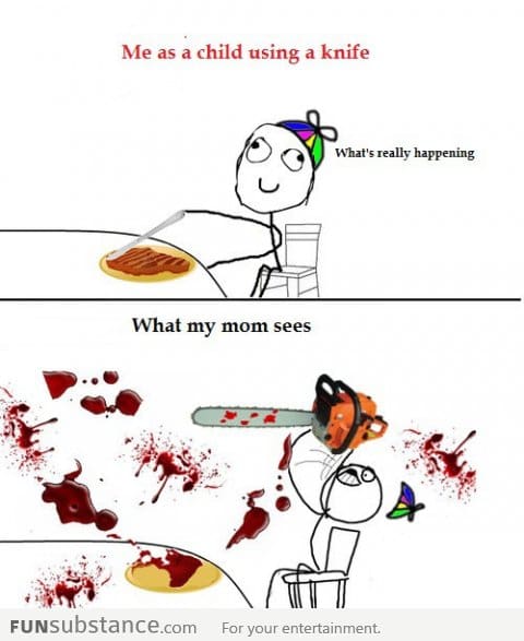 Using a knife as a child