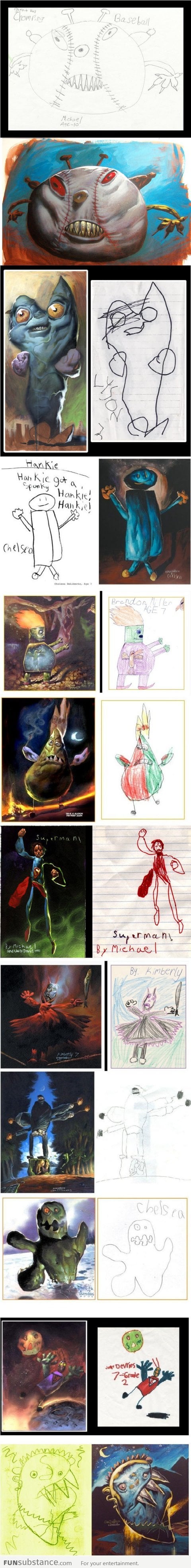 Children's art drawn realistically