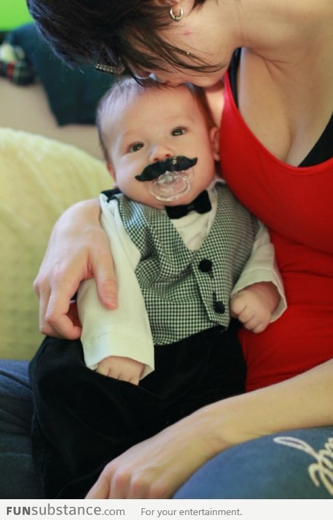 Baby with a mustache