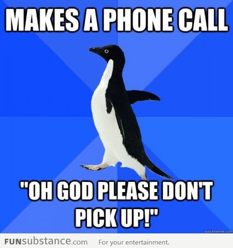 Socially Awkward Penguin makes a phone call