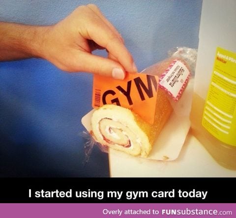 Finally using his gym card