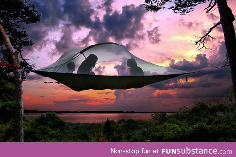 Sleep in the Trees with this Floating Hammock-Tent