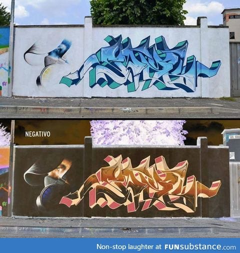 Negative graffiti by italian artist cheone