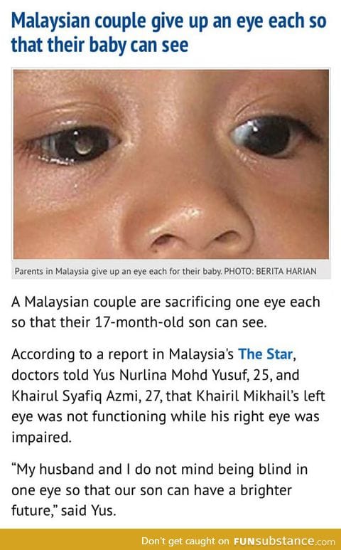 A couple sacrificed their eyes so their baby could see