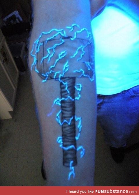 UV Thor tattoo under a black light