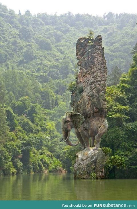 Elephant carved from rock