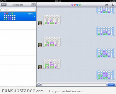 School blocks websites, play connect 4 on iMessage.(: