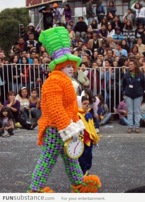 Clown costume totally made of balloons