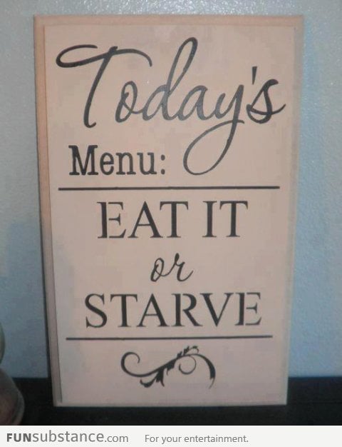 My mom's menu for everyday