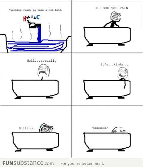 Taking a hot bath