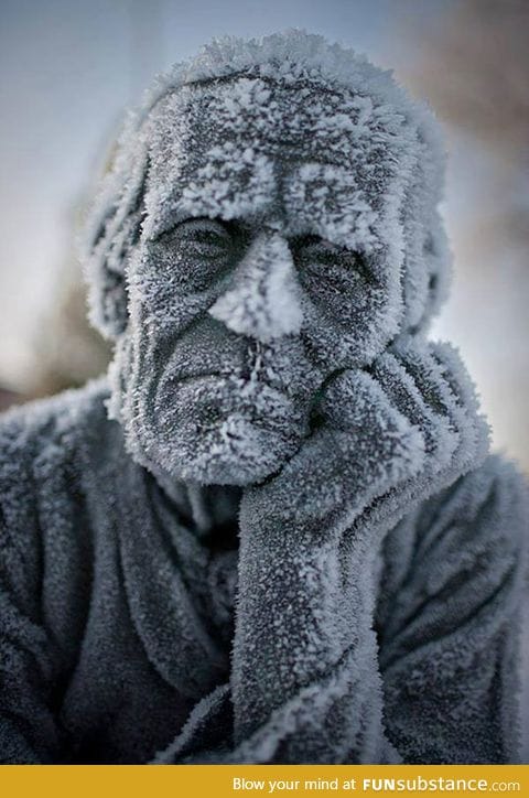Frozen old statue