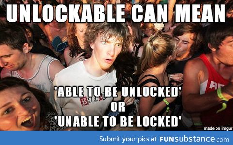 Unlockable has 2 meanings