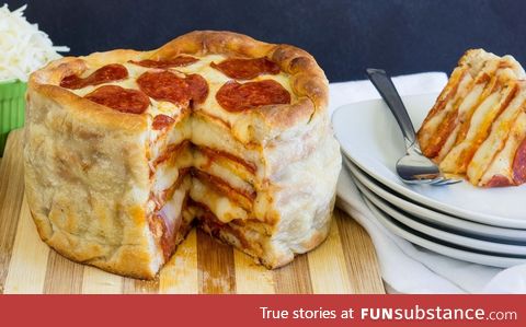 I give you... Pepperoni pizza cake