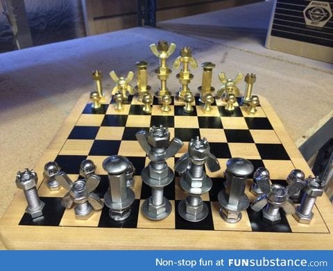 Nuts and bolts chess set