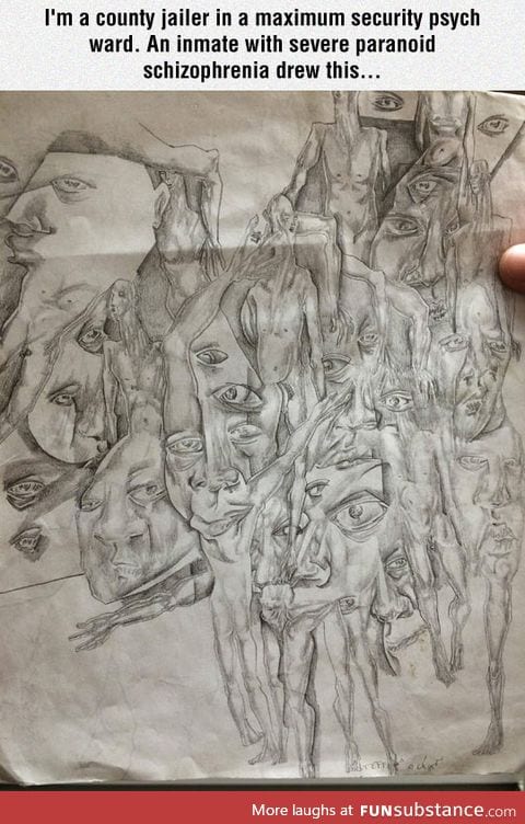 Schizophrenic inmate drawing