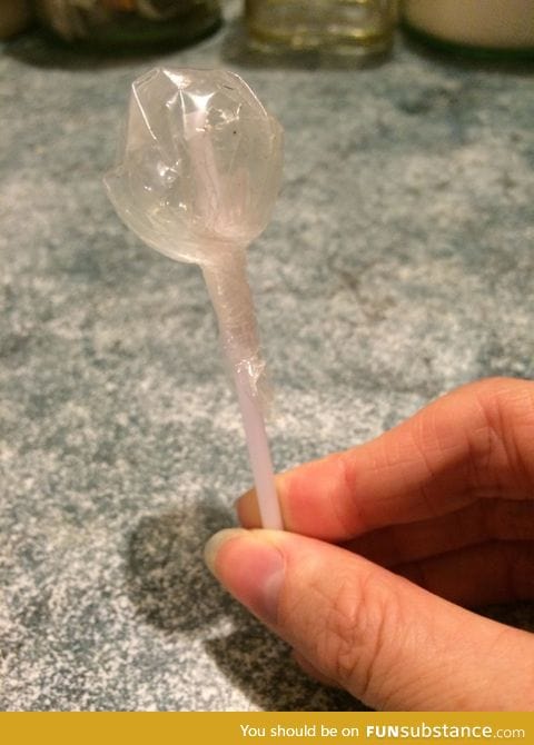 Lollipop left outside, ants ate it and left the packaging behind