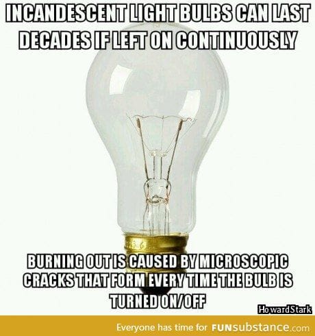 Interesting incandescent light bulbs fact