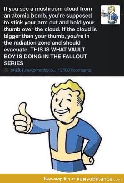 Why Vault Boy has his thumb up!
