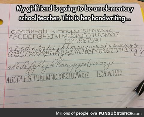 teacher's penmanship skills