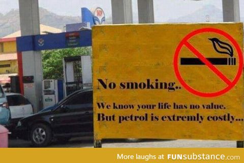 No smoking sign at the gas station