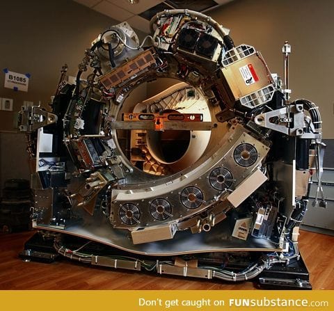 What a CT scanner looks like without the cover